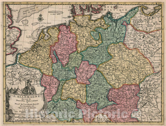 Historic Map : LAllemagne, 1714, Vintage Wall Art