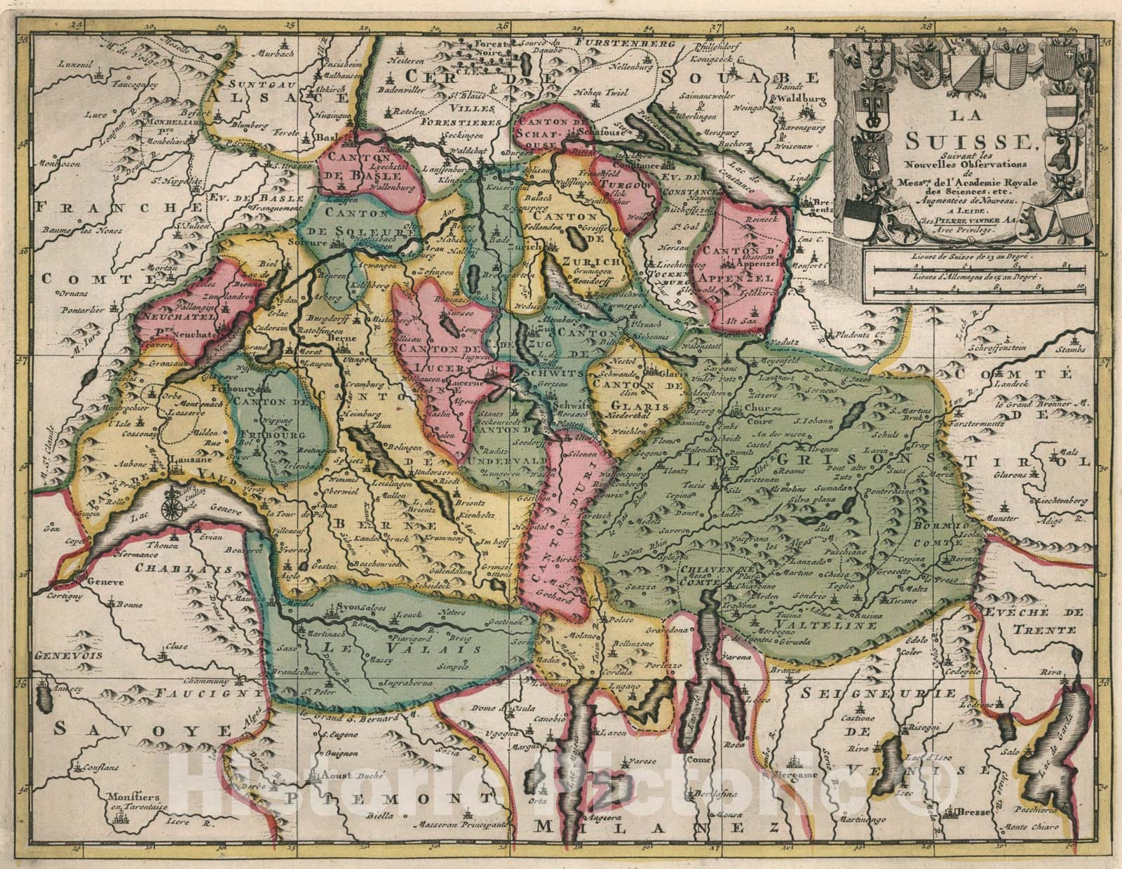 Historic Map : La Suisse, 1714, Vintage Wall Art