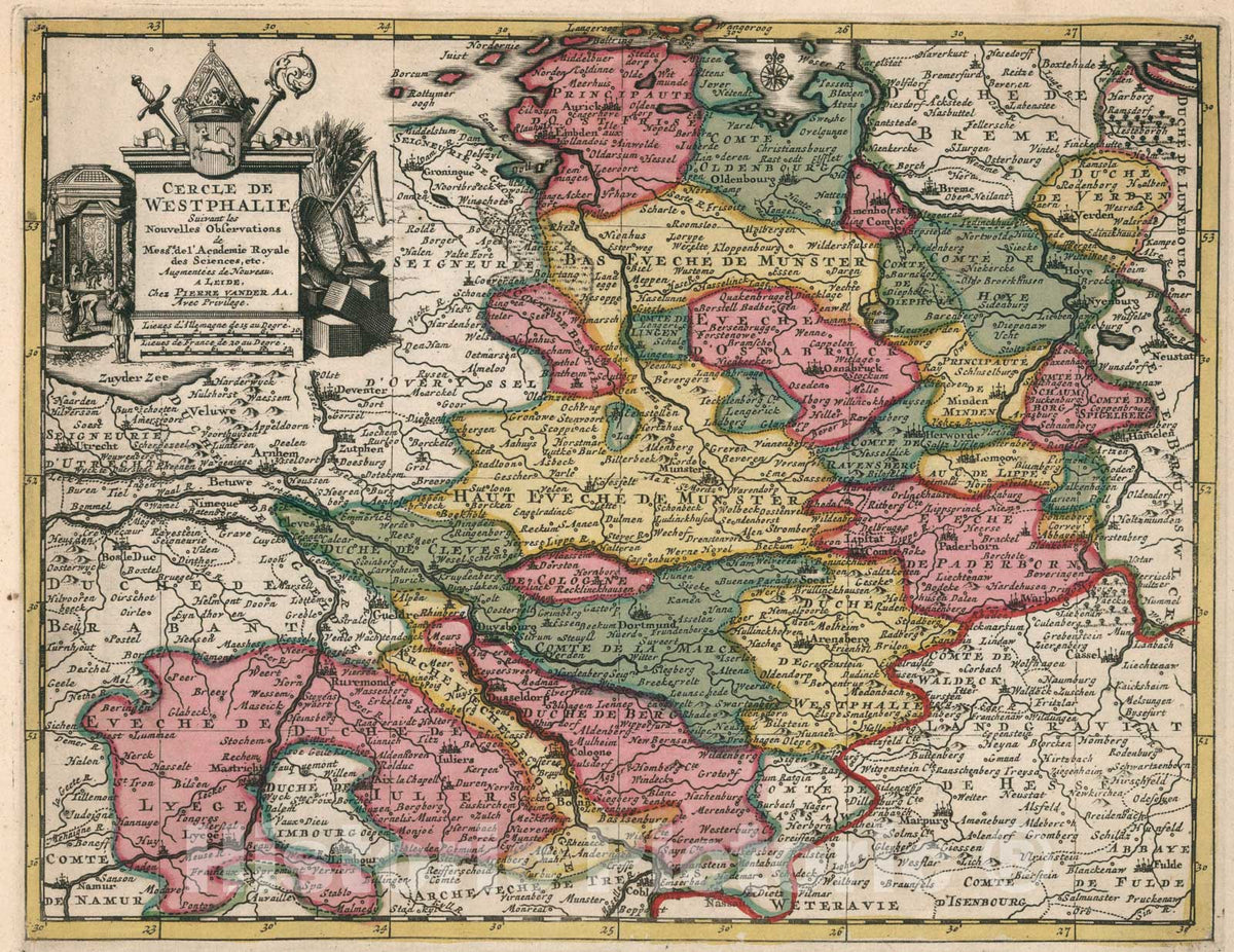 Historic Map : Cercle de Westphalie, 1714, Vintage Wall Art