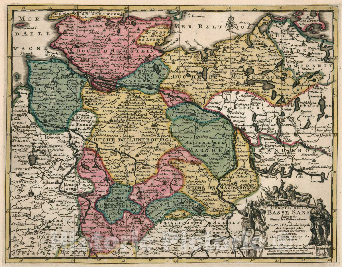 Historic Map : Cercle de la Basse Saxe, 1714, Vintage Wall Art
