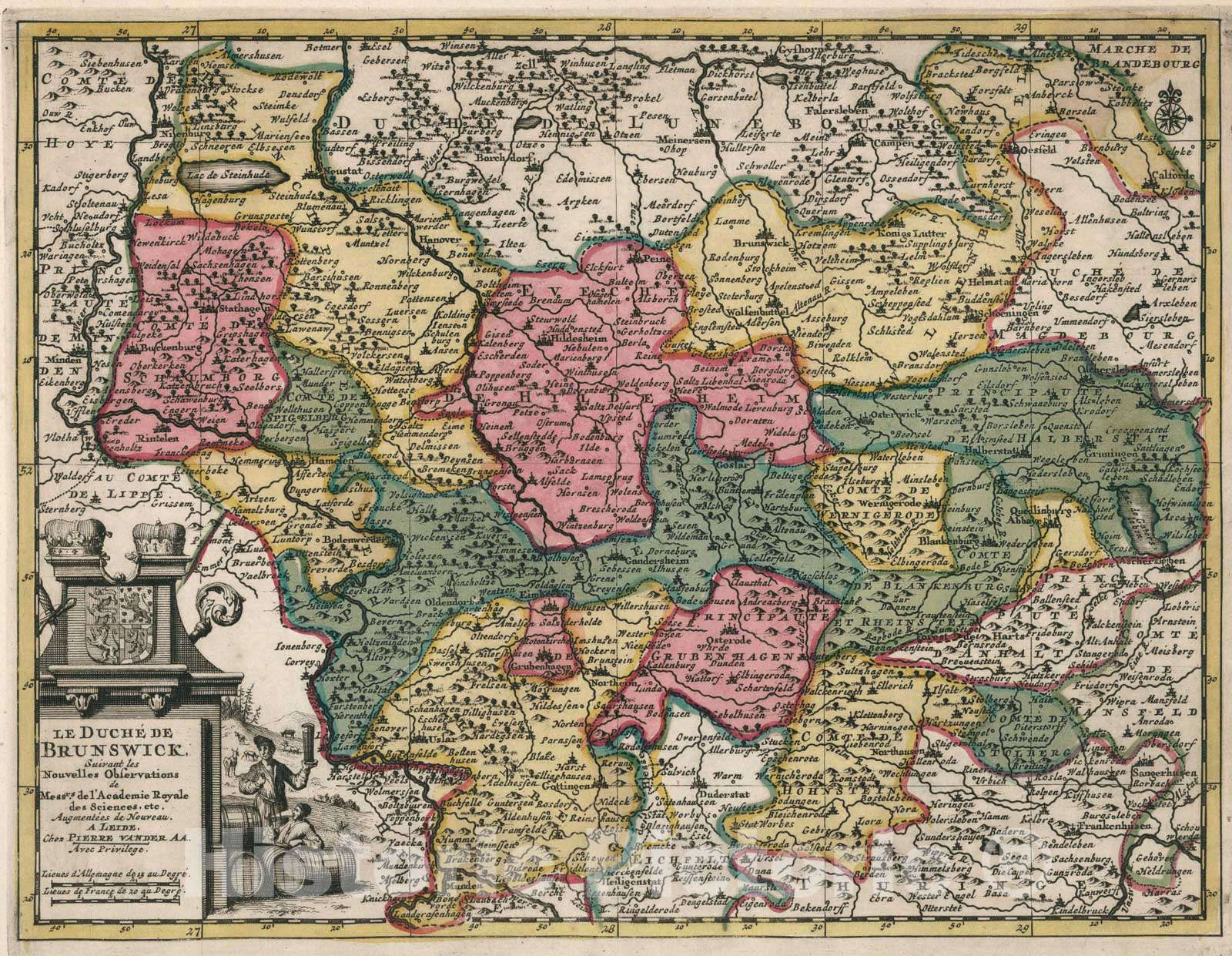 Historic Map : Le duche de Brunswick, 1714, Vintage Wall Art