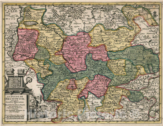 Historic Map : Le duche de Brunswick, 1714, Vintage Wall Art