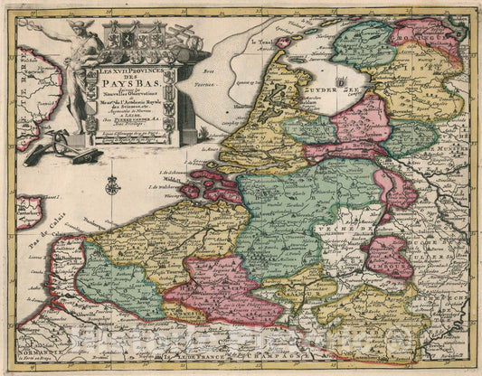 Historic Map : Les XVII Provinces Des Pays Bas, 1714, Vintage Wall Art
