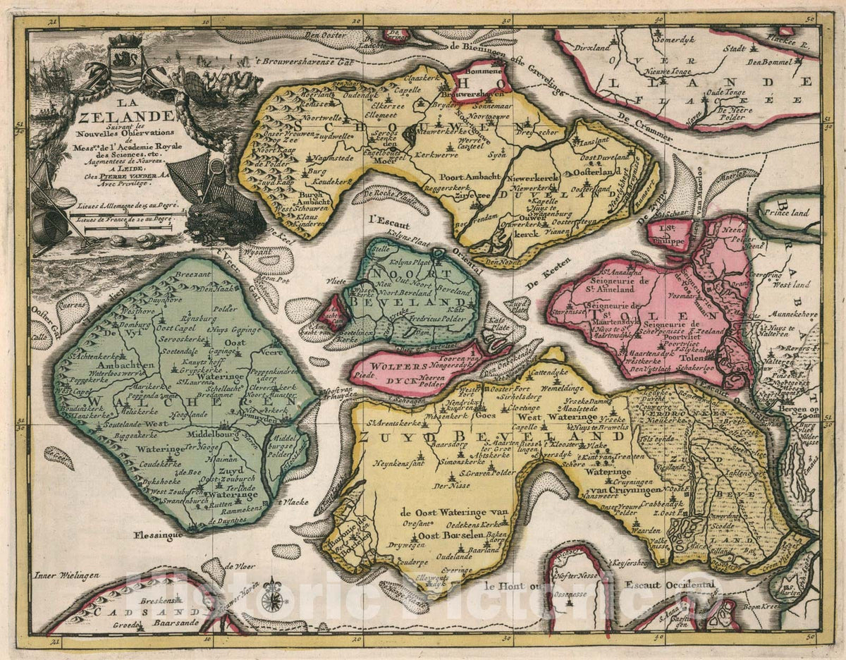 Historic Map : La Zelande, 1714, Vintage Wall Art