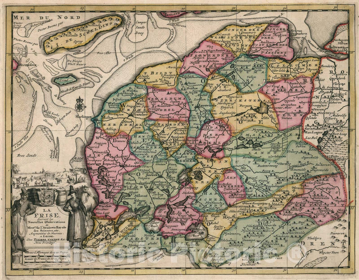 Historic Map : La Frise, 1714, Vintage Wall Art