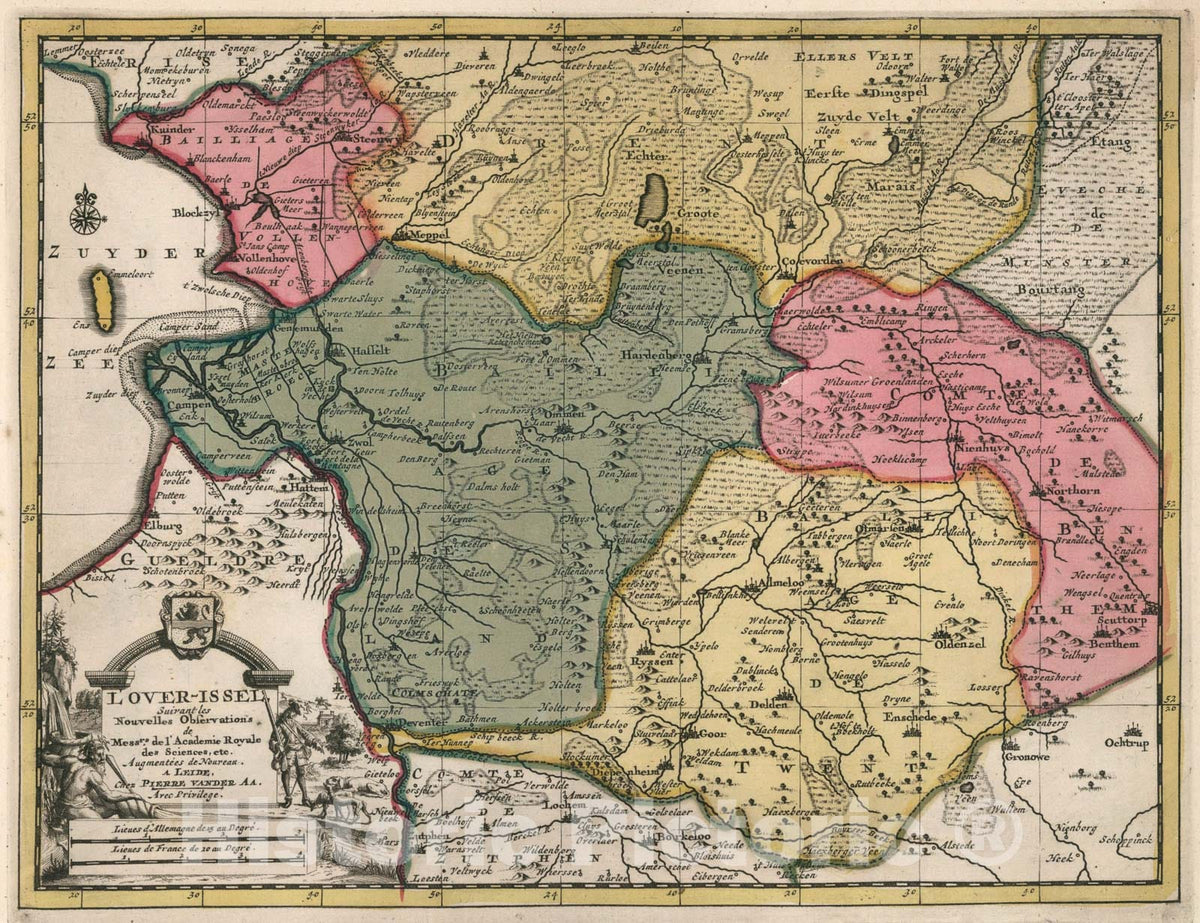 Historic Map : L Over-Issel, 1714, Vintage Wall Art