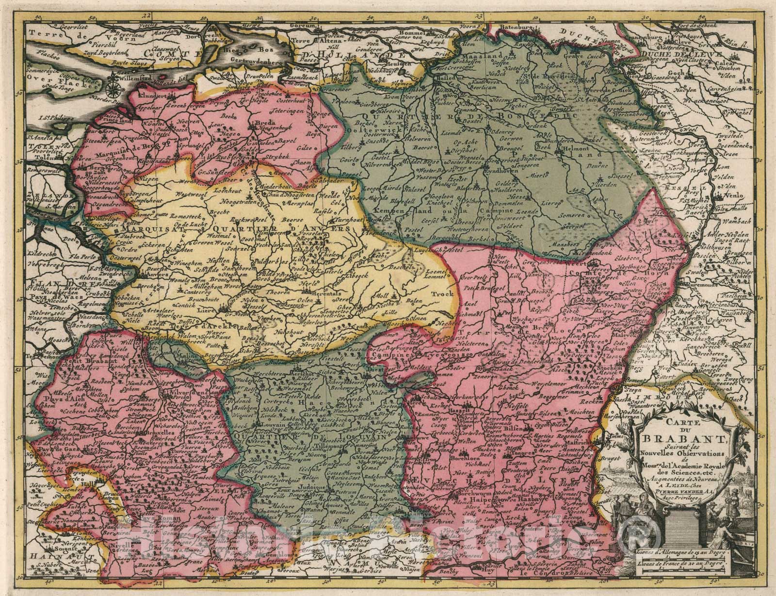 Historic Map : Carte du Brabant, 1714, Vintage Wall Art