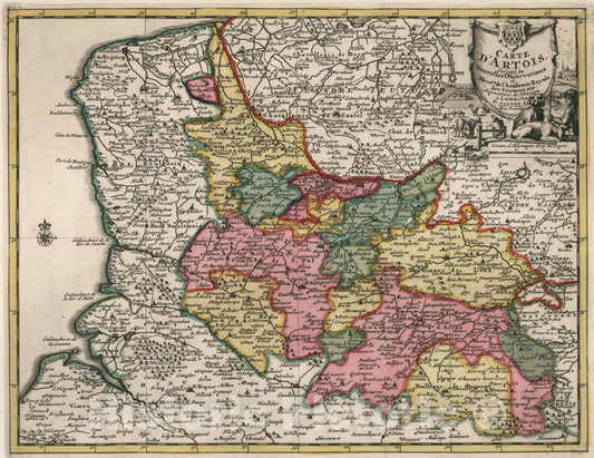 Historic Map : Carte dArtois, 1714, Vintage Wall Art