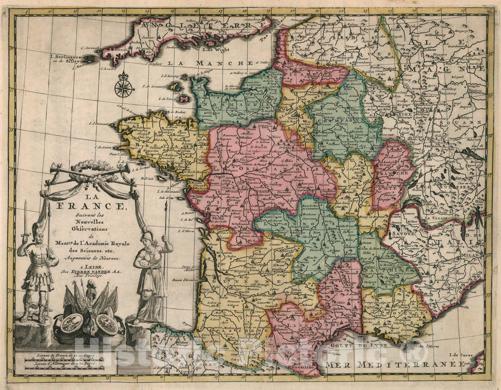 Historic Map : La France, 1714, Vintage Wall Art