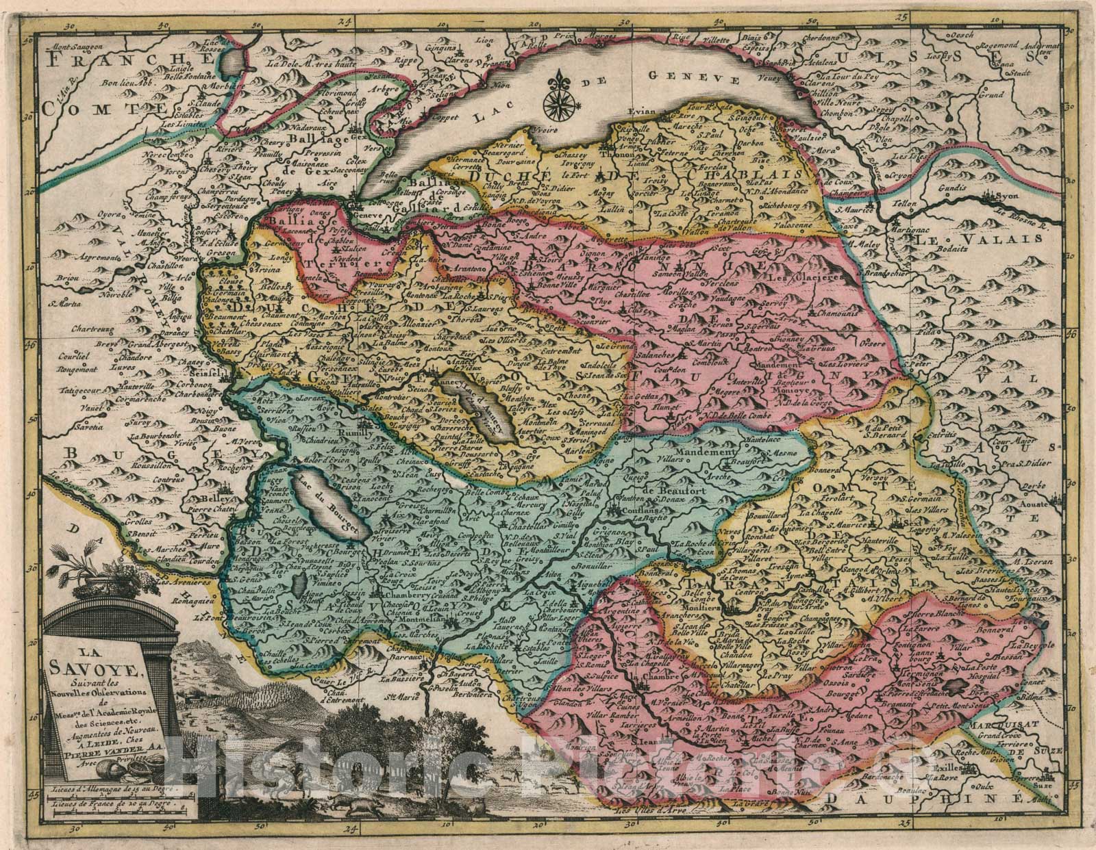 Historic Map : La Savoye, 1714, Vintage Wall Art