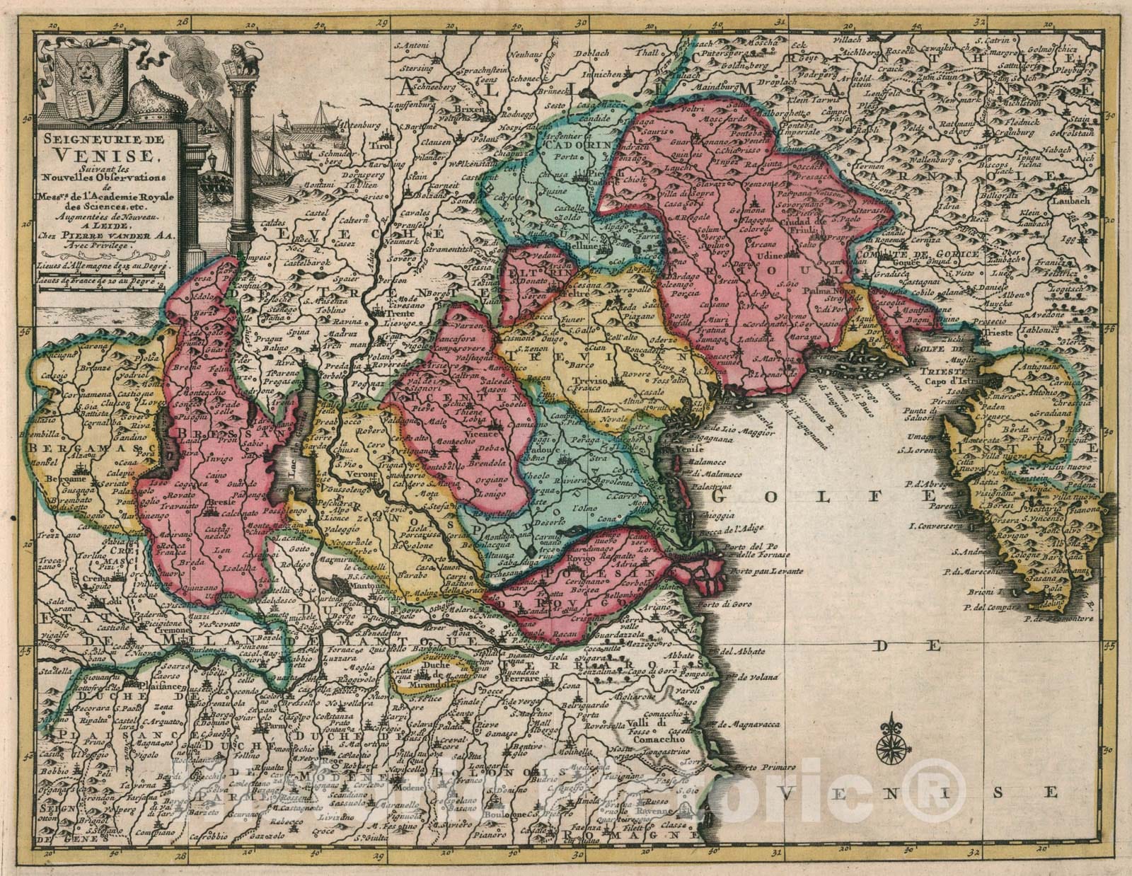 Historic Map : Seigneurie de Venise, 1714, Vintage Wall Art