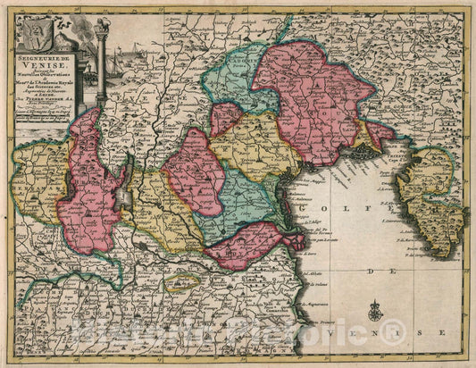 Historic Map : Seigneurie de Venise, 1714, Vintage Wall Art