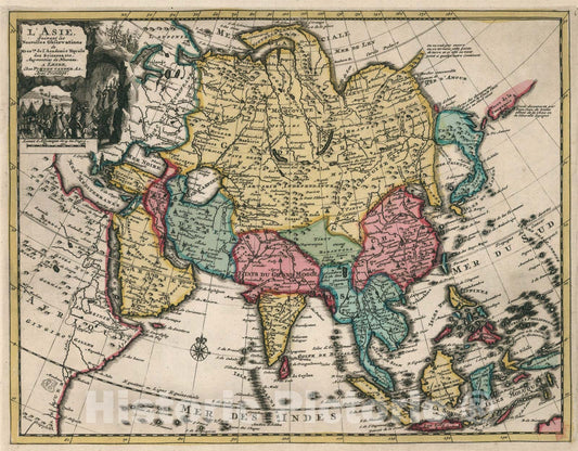 Historic Map : L Asie, 1714, Vintage Wall Art