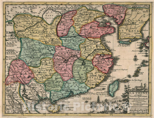 Historic Map : La Chine, 1714, Vintage Wall Art