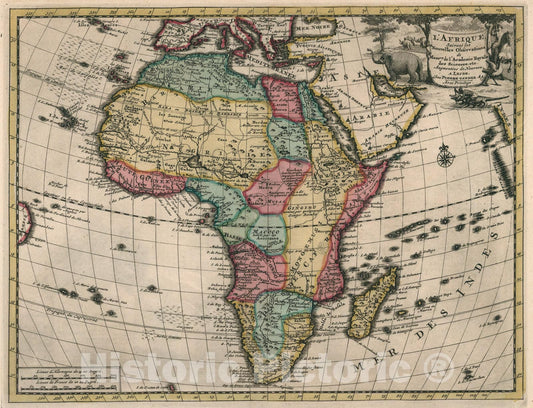 Historic Map : L Afrique, 1714, Vintage Wall Art