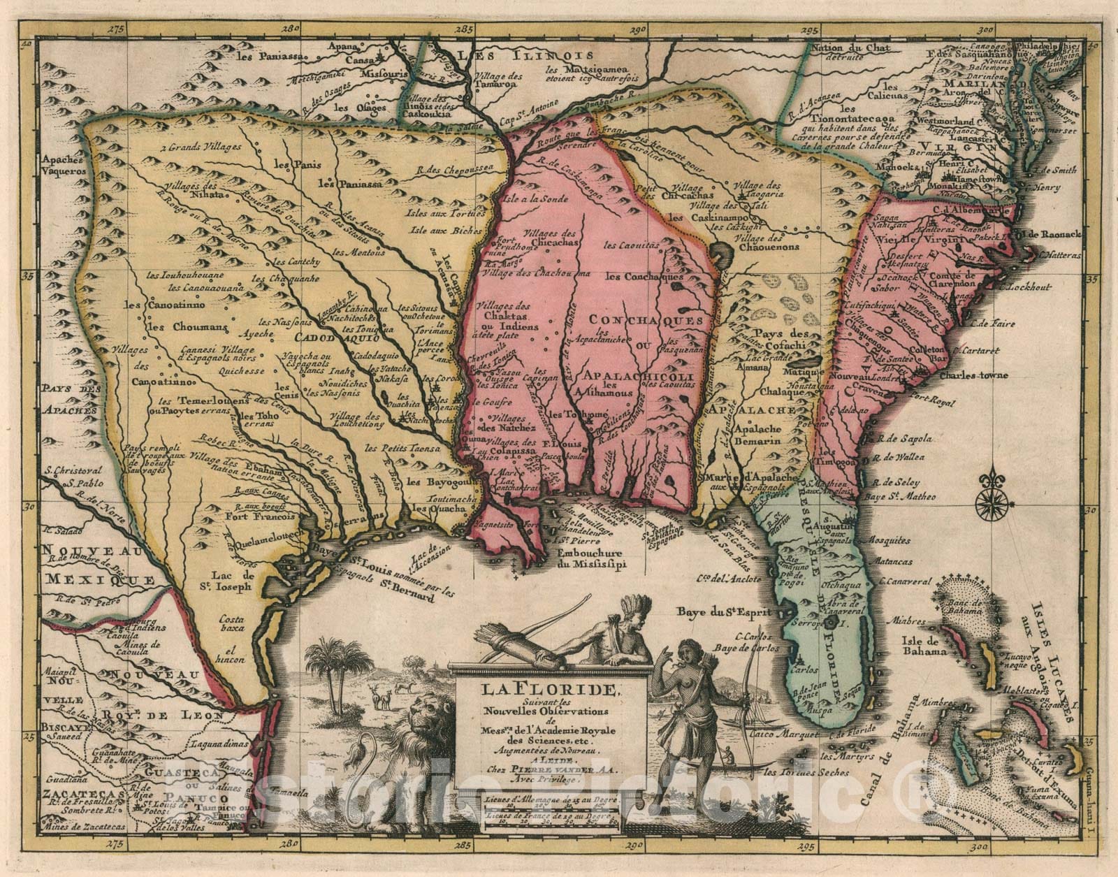 Historic Map : La Floride, 1714, Vintage Wall Art