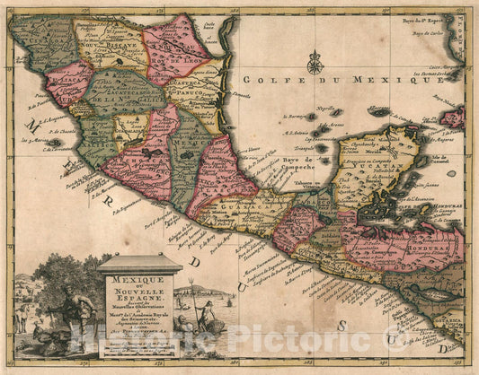 Historic Map : Mexique ou Nouvelle Espagne, 1714, Vintage Wall Art