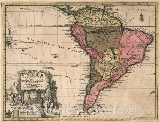 Historic Map : Amerique Meridionale, 1714, Vintage Wall Art