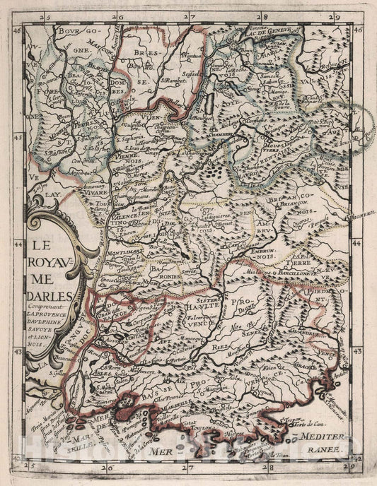 Historic Map : La Royaume Darles., 1648, Vintage Wall Art