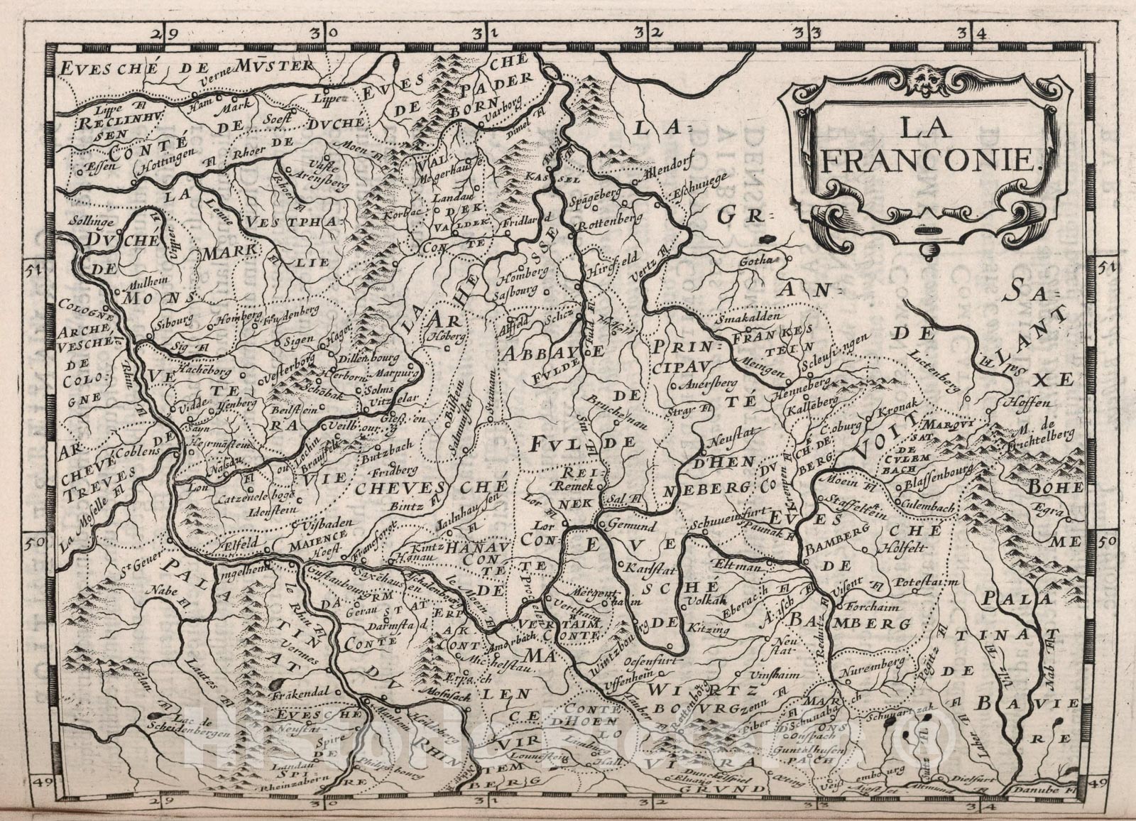 Historic Map : La Franconie., 1649, Vintage Wall Art