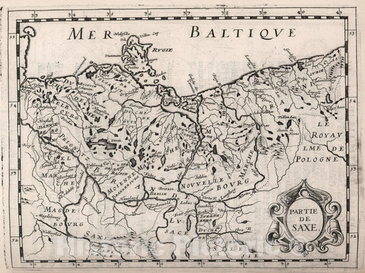 Historic Map : Partie de Saxe., 1649, Vintage Wall Art