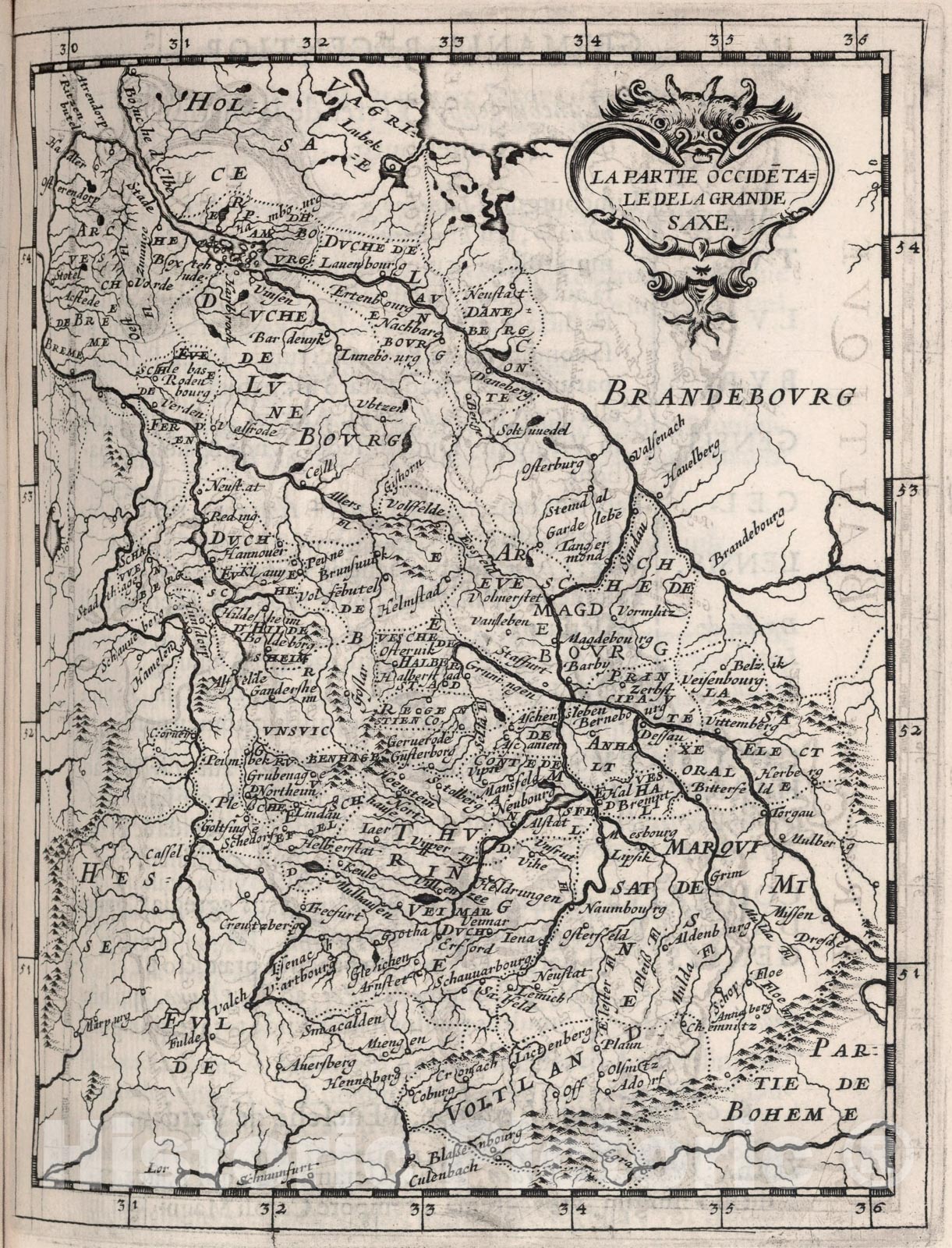 Historic Map : La Partie de Occidetale de la Grande Saxe., 1649, Vintage Wall Art