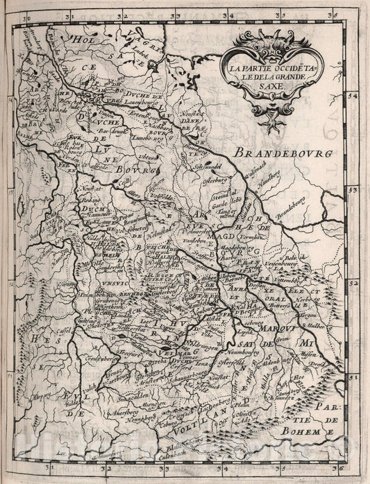 Historic Map : La Partie de Occidetale de la Grande Saxe., 1649, Vintage Wall Art