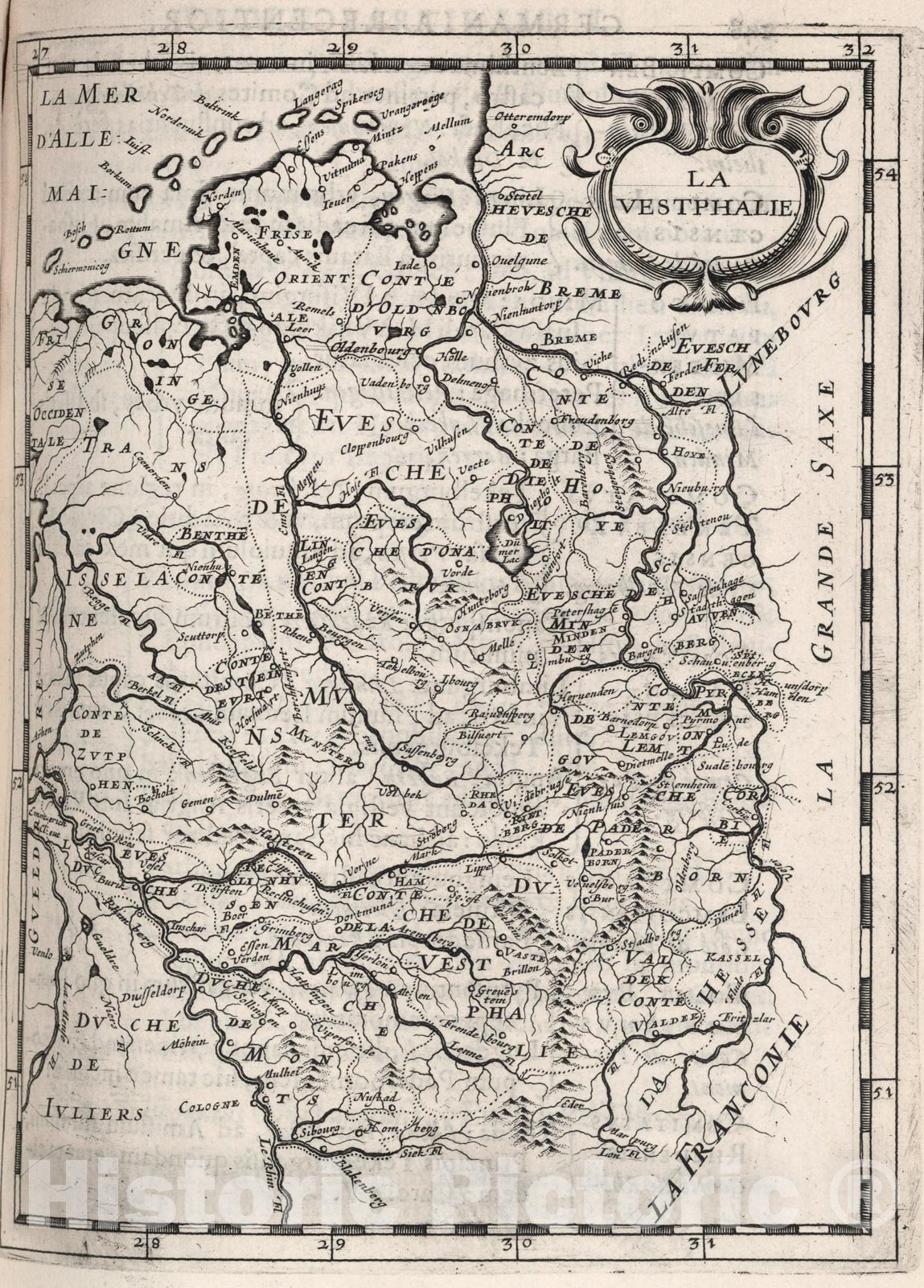 Historic Map : La Vestphalie., 1649, Vintage Wall Art
