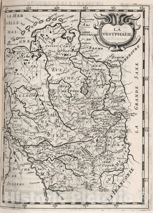 Historic Map : La Vestphalie., 1649, Vintage Wall Art