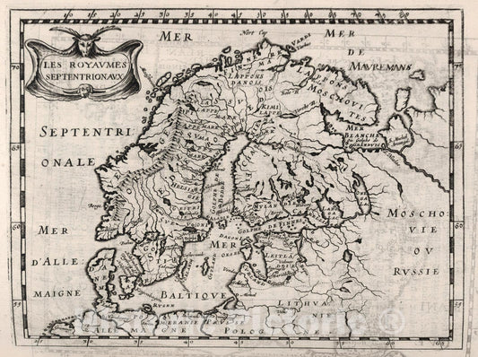 Historic Map : Les Royaumes Septentrionaux., 1649, Vintage Wall Art