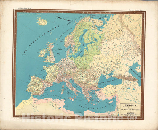 Historic Map : No. 35. Europa ... der Meer- und Stromgebiete., 1845, Vintage Wall Art