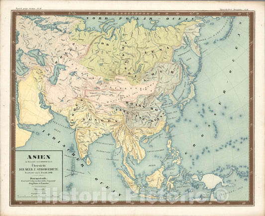 Historic Map : No. 36. Asien ... Uebersicht der Meer_U. Stromgebiete., 1848, Vintage Wall Art