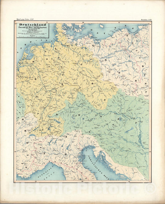 Historic Map : No. 38. Deutschland ... Uebersicht der Meer - u. Stromgebiete., 1852, Vintage Wall Art