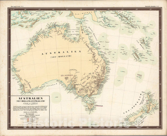 Historic Map : No. 45. Australien (Neu Holland, Australland)., 1849, Vintage Wall Art