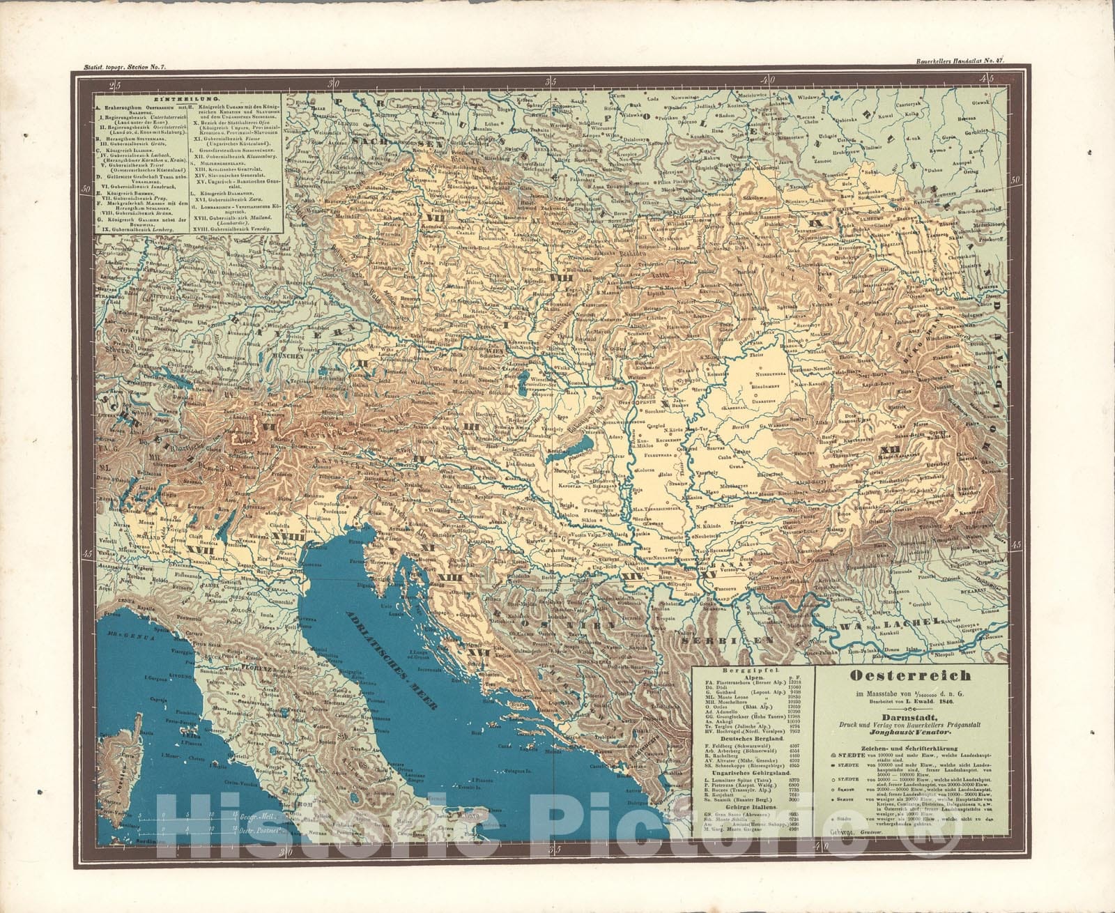 Historic Map : No. 47. Oesterreich., 1846, Vintage Wall Art