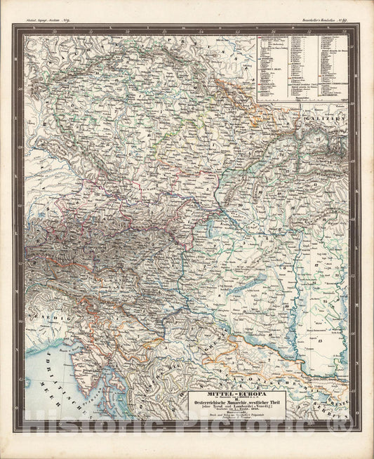 Historic Map : No. 49. Mittel - Europa ... II. Oesterreische Monarchie, westlicher Theil., 1849, Vintage Wall Art