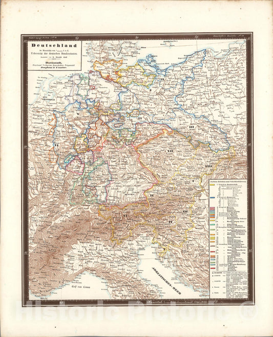 Historic Map : No. 50. Deutschland ... Uebersicht der deutschen Bundesstaaten,, 1847, Vintage Wall Art