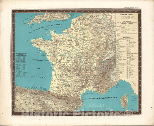 Historic Map : No. 55. Frankreich., 1845, Vintage Wall Art
