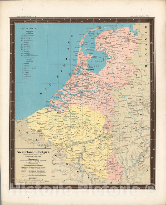 Historic Map : No. 56. Niederlande u. Belgien., 1848, Vintage Wall Art