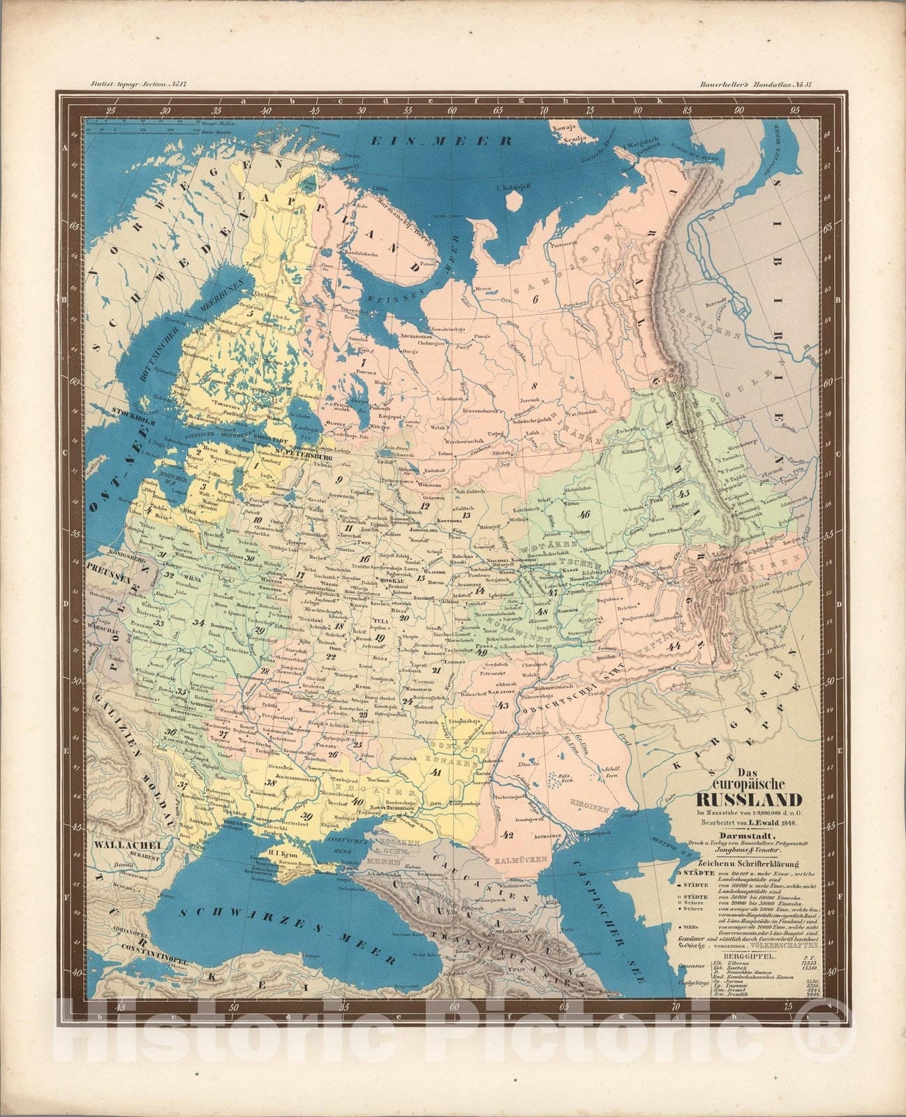 Historic Map : No. 57. Das europaeische Russland., 1848, Vintage Wall Art