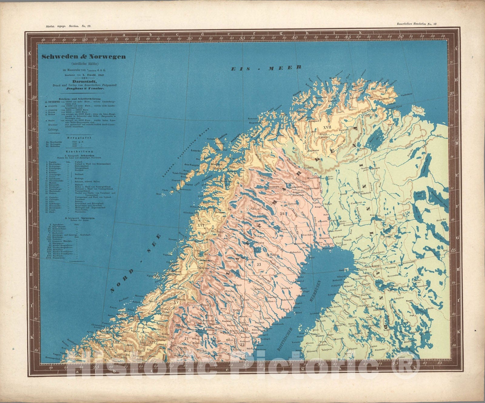 Historic Map : No. 59. Schweden und Norwegen (noerdliche Haelfte), Daenemark, Nord-Deutschland und russische Ostsee-Laender., 1947, Vintage Wall Art
