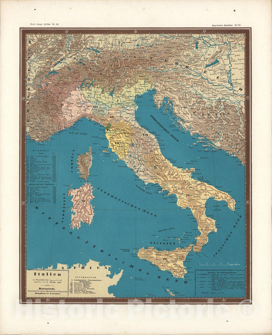 Historic Map : No. 63. Italien., 1847, Vintage Wall Art