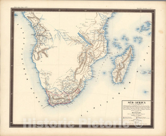 Historic Map : No. 72. Sued - Africa., 1850, Vintage Wall Art