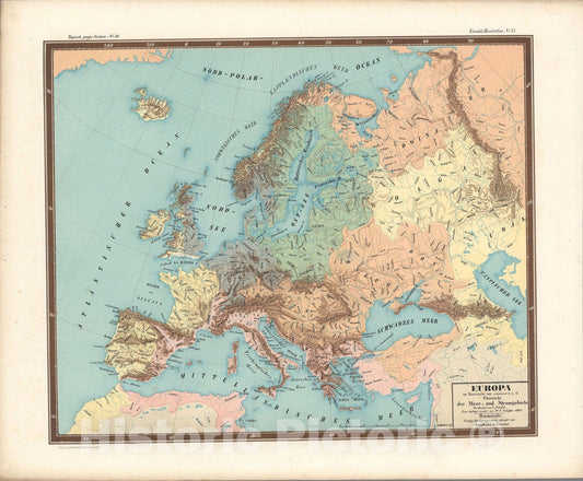 Historic Map : No. 35. Europa ... Uebersicht der Meer - und Stromgebeite., 1860, Vintage Wall Art