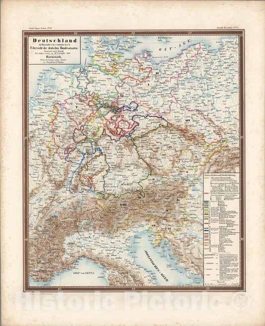 Historic Map : No. 50. Deutschland ... Uebersicht der deutschen Bundesstaaten., 1860, Vintage Wall Art