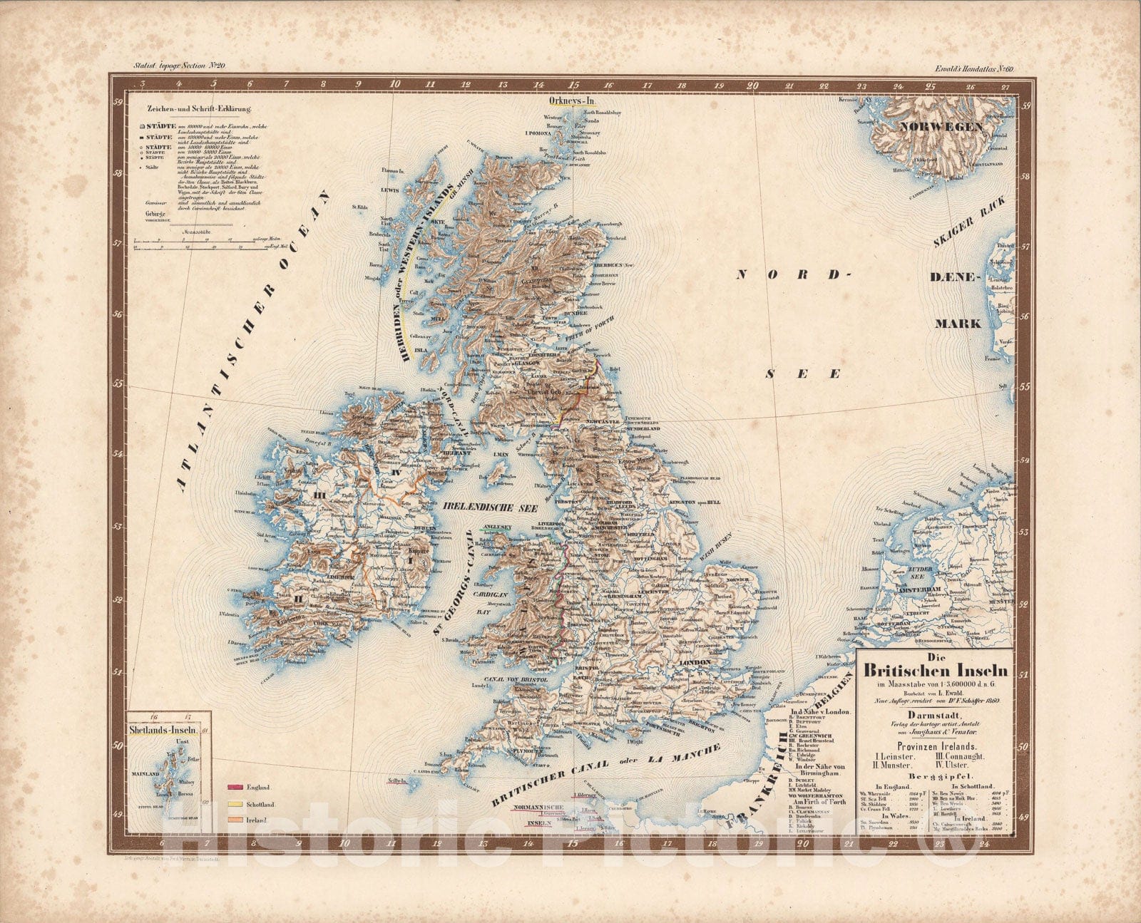 Historic Map : No. 60. Die Britischen Inseln., 1860, Vintage Wall Art