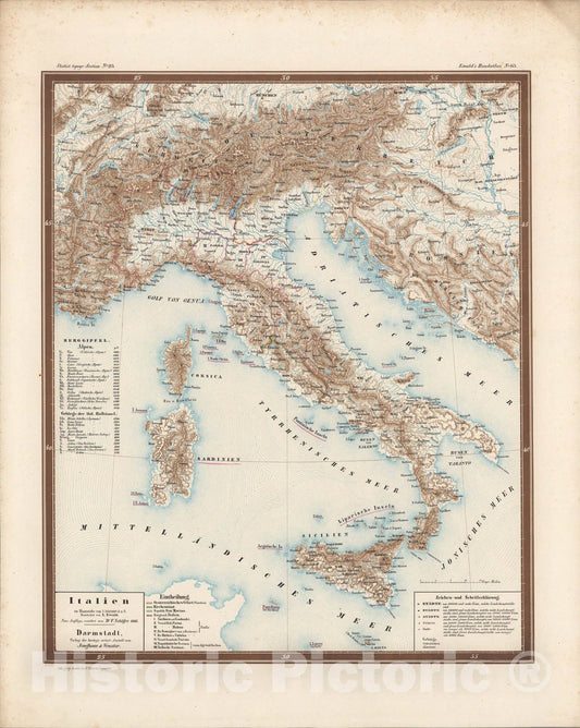 Historic Map : No. 63. Italien., 1861, Vintage Wall Art
