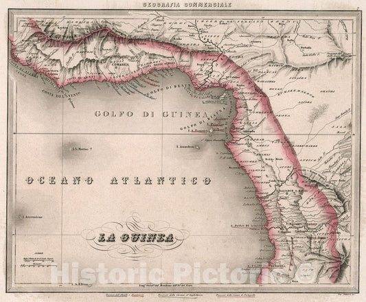 Historic Map : 7. La Guinea., 1858, Vintage Wall Art