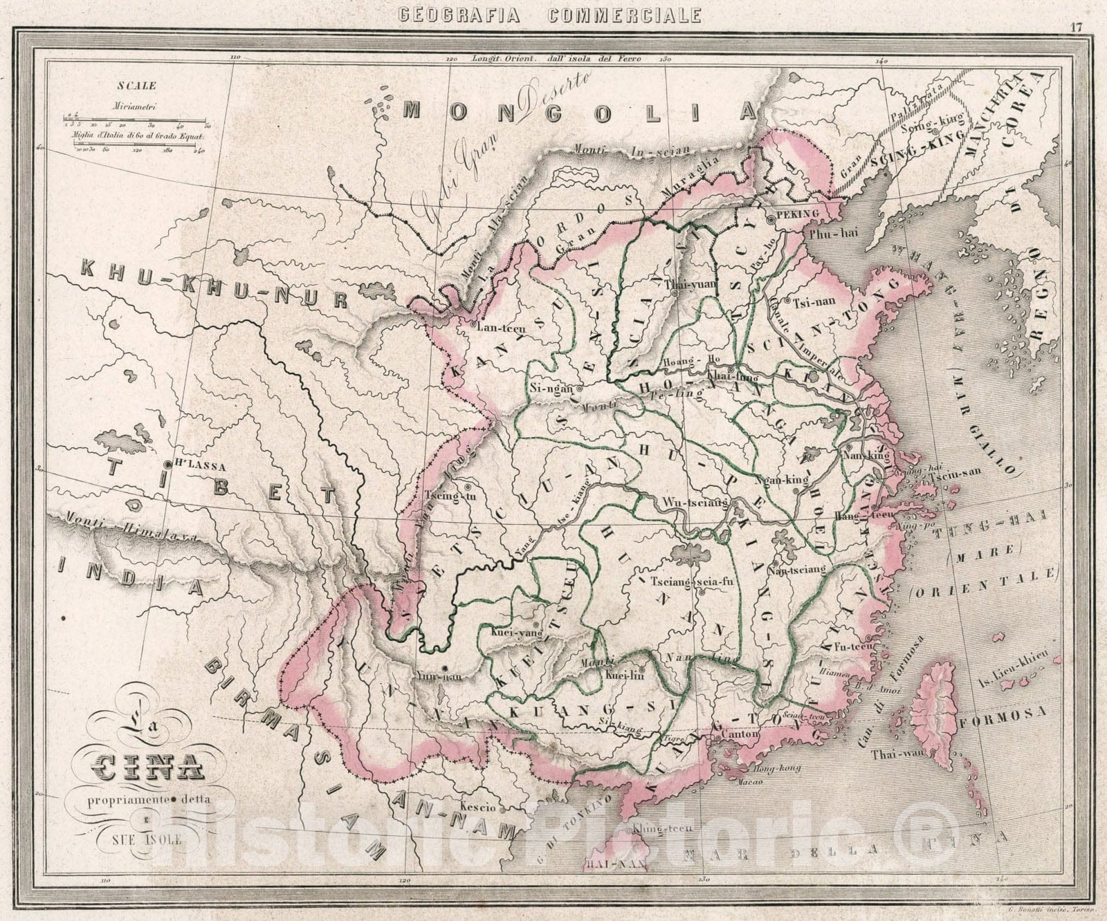 Historic Map : 17. La Cina propriamente della Sue Isole., 1858, Vintage Wall Art