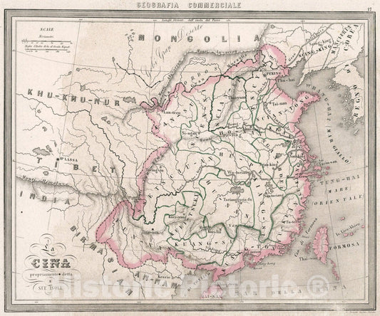 Historic Map : 17. La Cina propriamente della Sue Isole., 1858, Vintage Wall Art